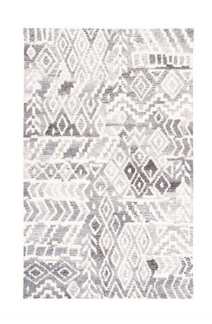 HomeRoots 5' Modern Gray and White Abstract Geometric Hand-Tufted Wool Area Rug for Stylish Home Décor 10' X 14' 512043
