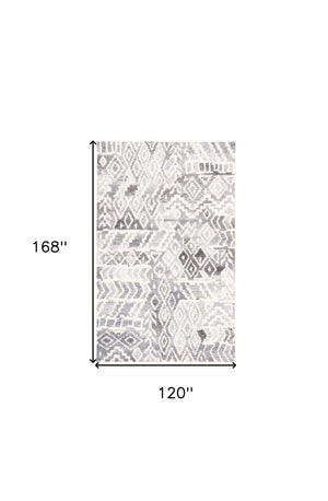 HomeRoots 5' Modern Gray and White Abstract Geometric Hand-Tufted Wool Area Rug for Stylish Home Décor 10' X 14' 512043