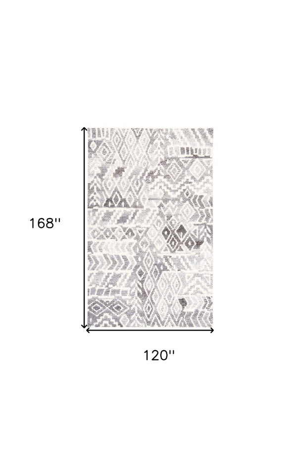 HomeRoots 5' Modern Gray and White Abstract Geometric Hand-Tufted Wool Area Rug for Stylish Home Décor 10' X 14' 512043
