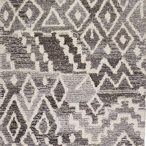 HomeRoots 5' Modern Gray and White Abstract Geometric Hand-Tufted Wool Area Rug for Stylish Home Décor 8' Runner 512044