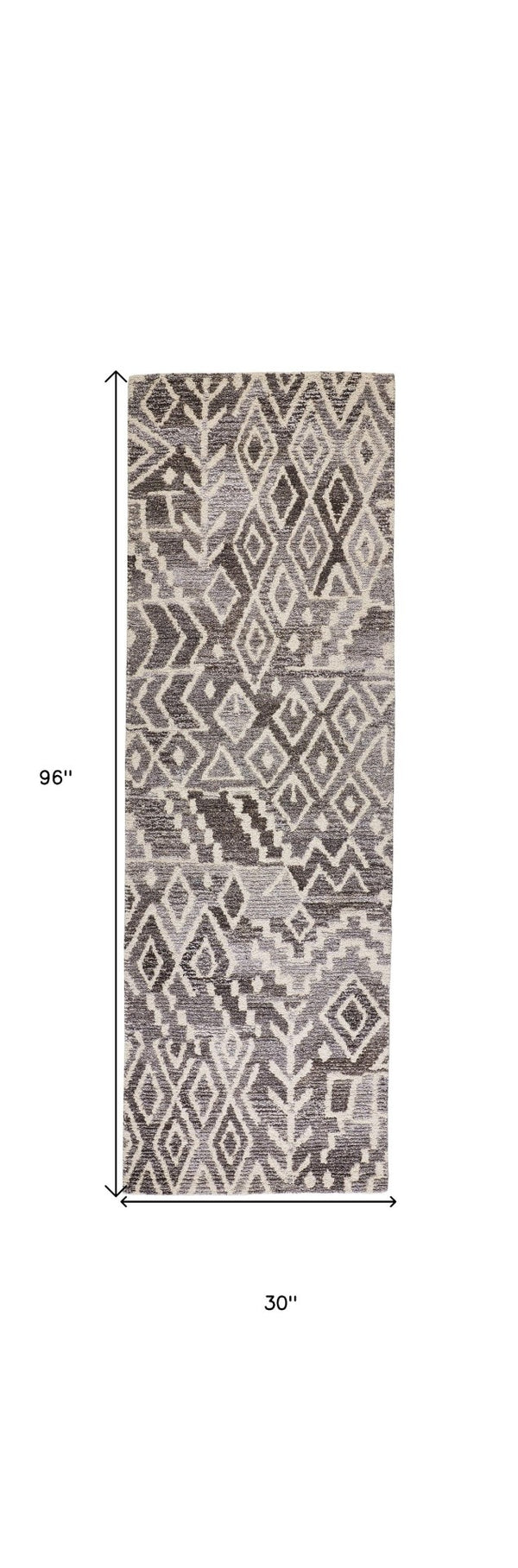 HomeRoots 5' Modern Gray and White Abstract Geometric Hand-Tufted Wool Area Rug for Stylish Home Décor 8' Runner 512044