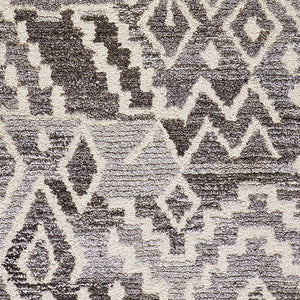 HomeRoots 5' Modern Gray and White Abstract Geometric Hand-Tufted Wool Area Rug for Stylish Home Décor 8' Runner 512044