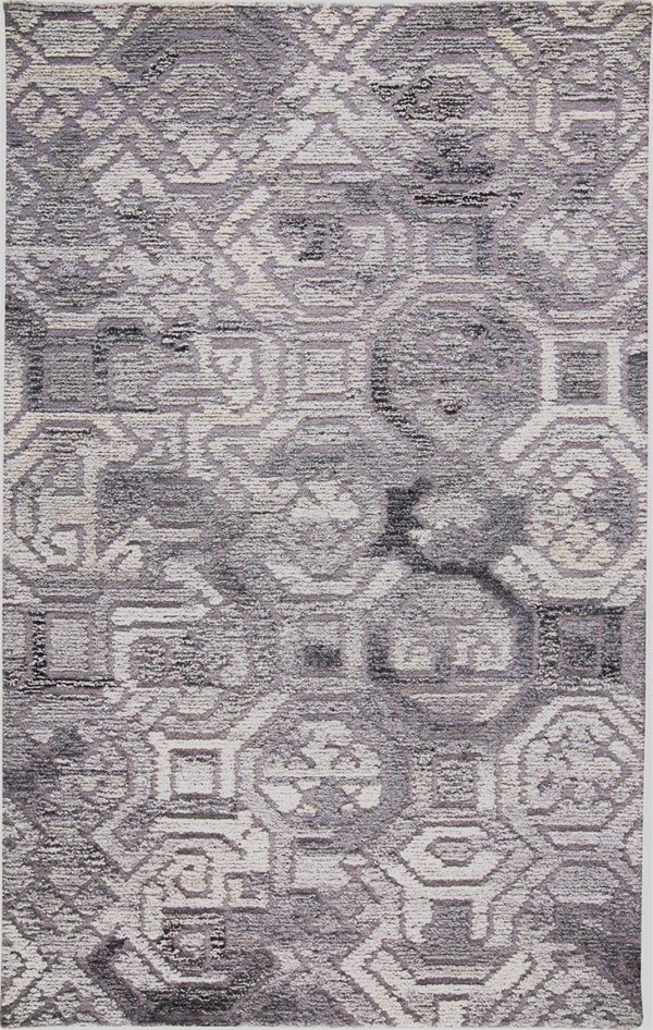 HomeRoots 5' Modern Abstract Gray and Ivory Hand-Tufted Wool Area Rug for Living Room and Bedroom Elegance 5' X 8' 512049