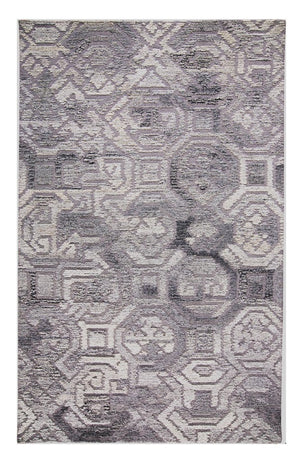 HomeRoots 5' Modern Abstract Gray and Ivory Hand-Tufted Wool Area Rug for Living Room and Bedroom Elegance 5' X 8' 512049