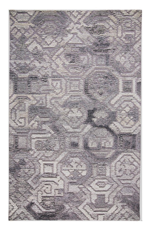 HomeRoots 5' Modern Abstract Gray and Ivory Hand-Tufted Wool Area Rug for Living Room and Bedroom Elegance 5' X 8' 512049