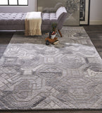 Homeroots 8' X 10' Gray And Ivory Wool Abstract Hand Tufted Area Rug  Wool 512050