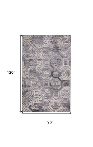HomeRoots 5' Modern Abstract Gray and Ivory Hand-Tufted Wool Area Rug for Living Room and Bedroom Elegance 8' X 10' 512050