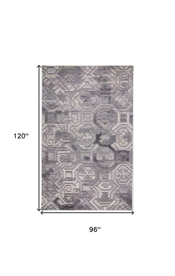HomeRoots 5' Modern Abstract Gray and Ivory Hand-Tufted Wool Area Rug for Living Room and Bedroom Elegance 8' X 10' 512050