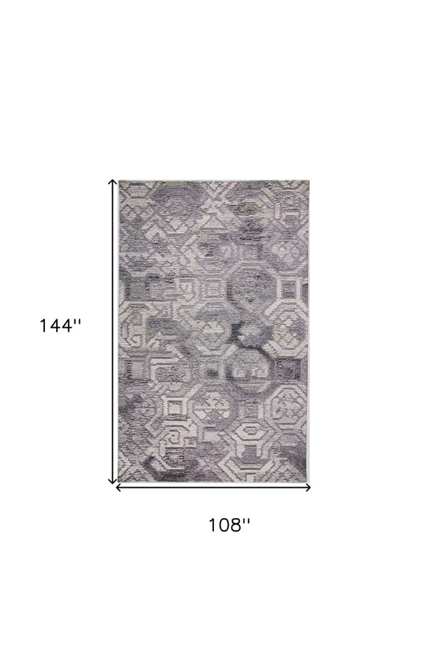 HomeRoots 5' Modern Abstract Gray and Ivory Hand-Tufted Wool Area Rug for Living Room and Bedroom Elegance 9' X 12' 512051