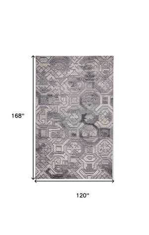 HomeRoots 5' Modern Abstract Gray and Ivory Hand-Tufted Wool Area Rug for Living Room and Bedroom Elegance 10' X 14' 512052