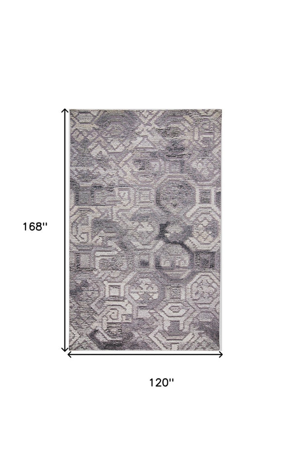 HomeRoots 5' Modern Abstract Gray and Ivory Hand-Tufted Wool Area Rug for Living Room and Bedroom Elegance 10' X 14' 512052