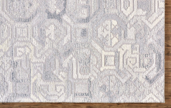 HomeRoots 5' Modern Abstract Gray and Ivory Hand-Tufted Wool Area Rug for Living Room and Bedroom Elegance 10' X 14' 512052