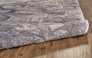 HomeRoots 5' Modern Abstract Gray and Ivory Hand-Tufted Wool Area Rug for Living Room and Bedroom Elegance 8' Round 512054