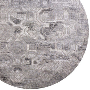 HomeRoots 5' Modern Abstract Gray and Ivory Hand-Tufted Wool Area Rug for Living Room and Bedroom Elegance 10' Round 512055