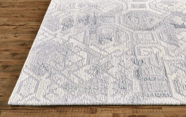 HomeRoots 5' Modern Abstract Gray and Ivory Hand-Tufted Wool Area Rug for Living Room and Bedroom Elegance 10' Round 512055