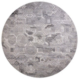 Homeroots 10' Gray And Ivory Round Wool Abstract Hand Tufted Area Rug  Wool 512055