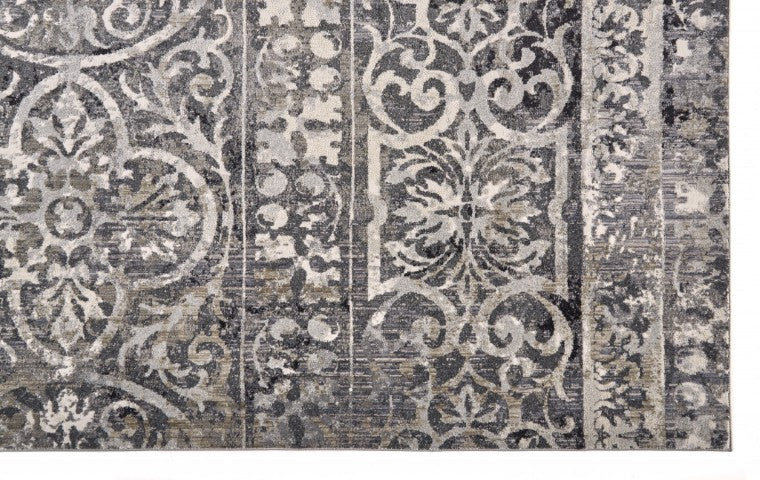 Homeroots 4' Stylish Gray Ivory Taupe Abstract Stain Resistant Area Rug - Perfect For Homes With Kids & Pets 4' X 6' Polypropylene 512057