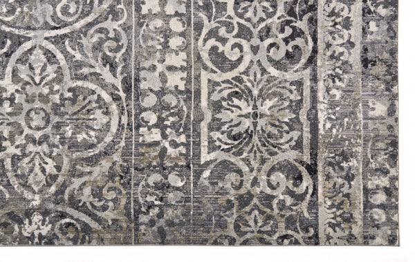 Homeroots 4' Stylish Gray Ivory Taupe Abstract Stain Resistant Area Rug - Perfect For Homes With Kids & Pets 5' X 8' Polypropylene 512058