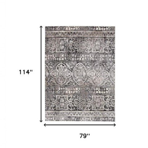 Homeroots 4' Stylish Gray Ivory Taupe Abstract Stain Resistant Area Rug - Perfect For Homes With Kids & Pets 7' X 10' Polypropylene 512059