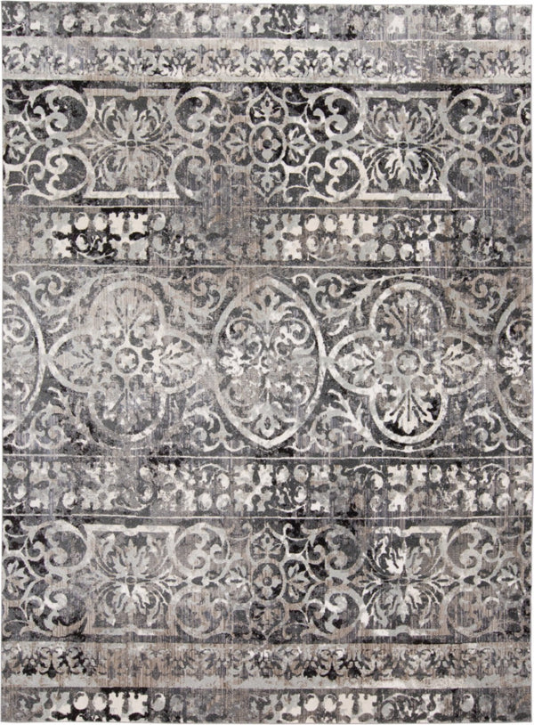 HomeRoots 4' Modern Abstract Stain-Resistant Area Rug in Gray, Ivory & Taupe - Perfect for High-Traffic Homes! 8' X 11' Rectangle 512060