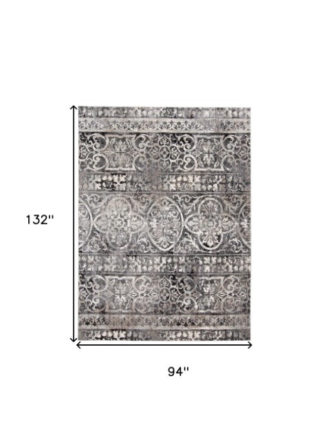 Homeroots 4' Stylish Gray Ivory Taupe Abstract Stain Resistant Area Rug - Perfect For Homes With Kids & Pets 8' X 11' Polypropylene 512060