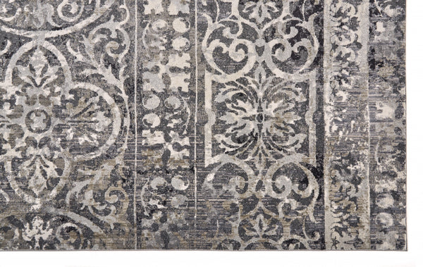 Homeroots 4' Stylish Gray Ivory Taupe Abstract Stain Resistant Area Rug - Perfect For Homes With Kids & Pets 8' X 11' Polypropylene 512060