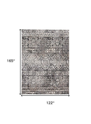 Homeroots 4' Stylish Gray Ivory Taupe Abstract Stain Resistant Area Rug - Perfect For Homes With Kids & Pets 10' X 14' Polypropylene 512061