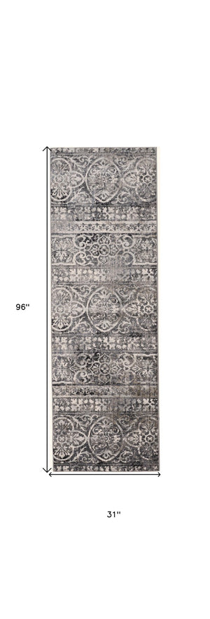 Homeroots 4' Stylish Gray Ivory Taupe Abstract Stain Resistant Area Rug - Perfect For Homes With Kids & Pets 8' Runner Polypropylene 512062