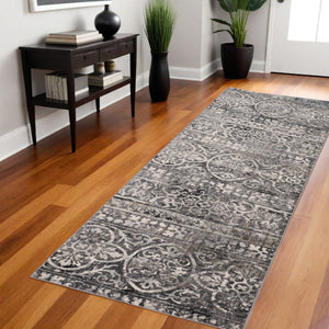 HomeRoots 4' Modern Abstract Stain-Resistant Area Rug in Gray, Ivory & Taupe - Perfect for High-Traffic Homes! 8' Runner 512062