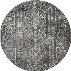 Homeroots 4' Stylish Gray Ivory Taupe Abstract Stain Resistant Area Rug - Perfect For Homes With Kids & Pets 9' Round Polypropylene 512063