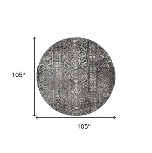 Homeroots 4' Stylish Gray Ivory Taupe Abstract Stain Resistant Area Rug - Perfect For Homes With Kids & Pets 9' Round Polypropylene 512063