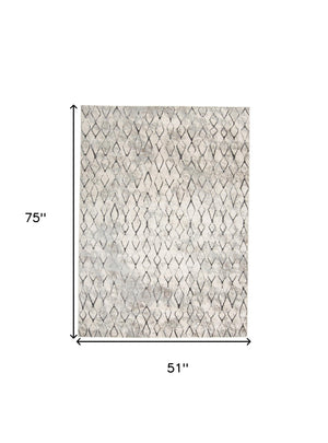 Homeroots 4' X 6' Ivory Gray And Taupe Abstract Stain Resistant Area Rug  Polypropylene 512064