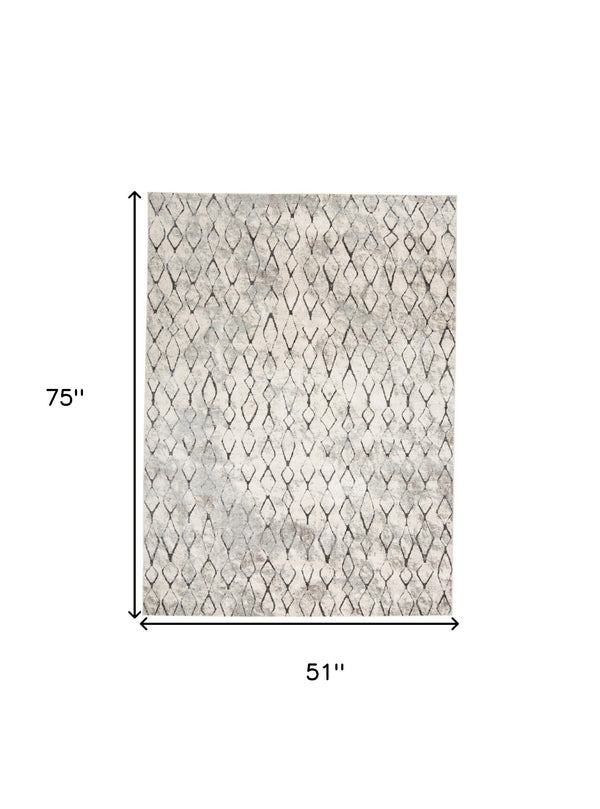 Homeroots 4' X 6' Ivory Gray And Taupe Abstract Stain Resistant Area Rug  Polypropylene 512064