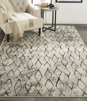 Homeroots 8' X 11' Gray And Ivory Abstract Area Rug  Polypropylene 512067