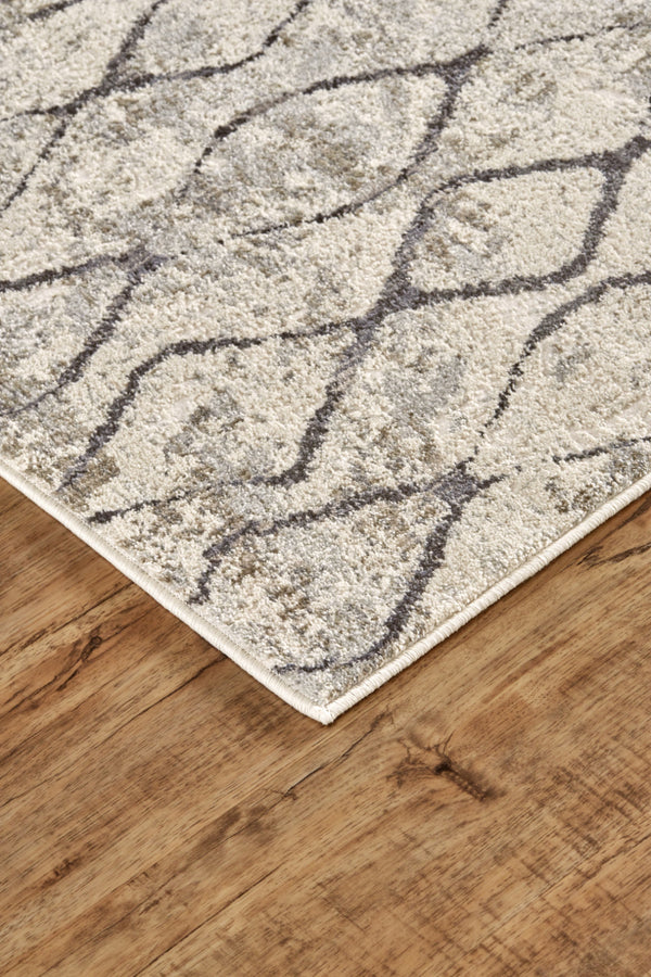 Homeroots 10' X 14' Ivory Gray And Taupe Abstract Stain Resistant Area Rug  Polypropylene 512068