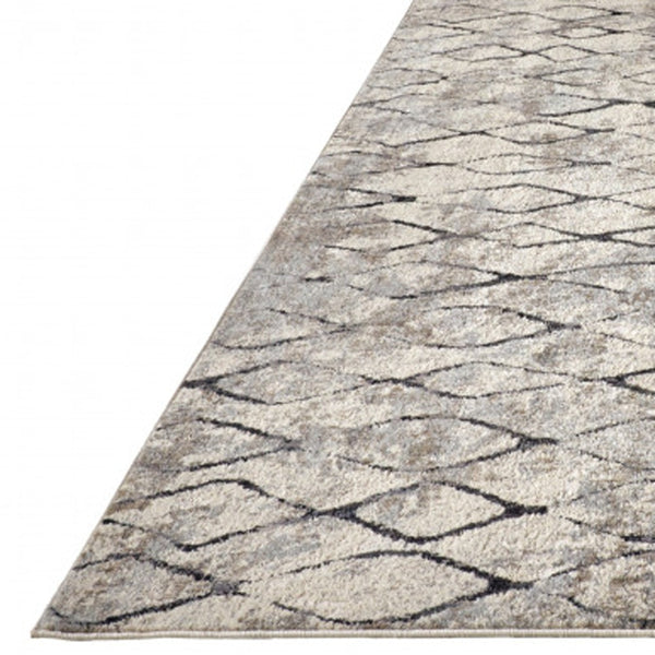 Homeroots 8' Gray And Ivory Abstract Runner Rug  Polypropylene 512069