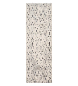 Homeroots 8' Gray And Ivory Abstract Runner Rug  Polypropylene 512069