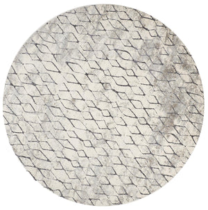 Homeroots 9' Ivory Gray And Taupe Round Abstract Stain Resistant Area Rug  Polypropylene 512070