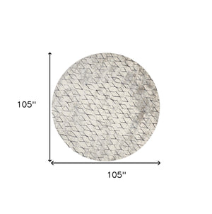 Homeroots 9' Ivory Gray And Taupe Round Abstract Stain Resistant Area Rug  Polypropylene 512070