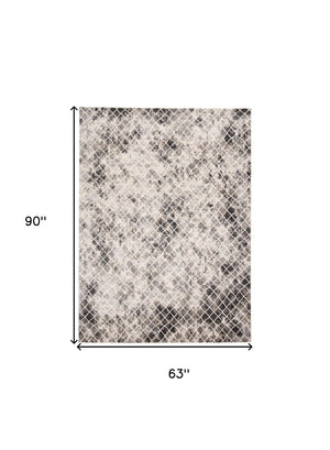 HomeRoots 4' Ivory Gray Taupe Abstract Area Rug - Stain Resistant, Modern Design for High-Traffic Spaces 5' X 8' 512072