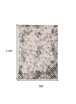 HomeRoots 4' Ivory Gray Taupe Abstract Area Rug - Stain Resistant, Modern Design for High-Traffic Spaces 7' X 10' 512073