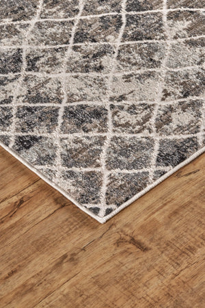 HomeRoots 4' Ivory Gray Taupe Abstract Area Rug - Stain Resistant, Modern Design for High-Traffic Spaces 7' X 10' 512073