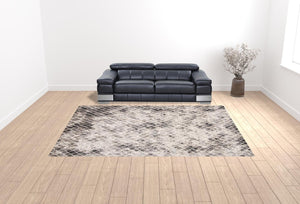 HomeRoots 4' Ivory Gray Taupe Abstract Area Rug - Stain Resistant, Modern Design for High-Traffic Spaces 10' X 14' 512075