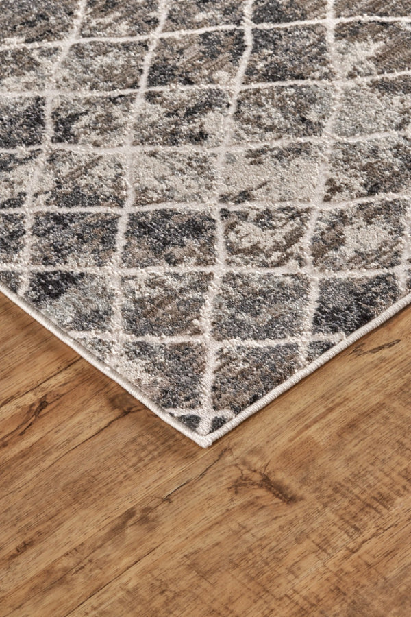 HomeRoots 4' Ivory Gray Taupe Abstract Area Rug - Stain Resistant, Modern Design for High-Traffic Spaces 10' X 14' 512075