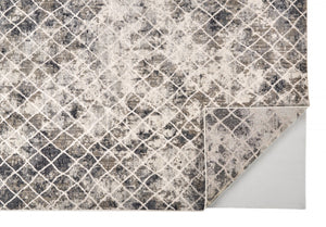 HomeRoots 4' Ivory Gray Taupe Abstract Area Rug - Stain Resistant, Modern Design for High-Traffic Spaces 10' X 14' 512075