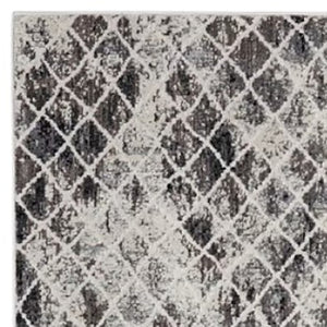 HomeRoots 4' Ivory Gray Taupe Abstract Area Rug - Stain Resistant, Modern Design for High-Traffic Spaces 8' Runner 512076