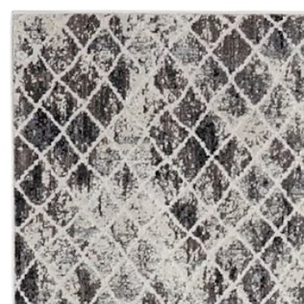 HomeRoots 4' Ivory Gray Taupe Abstract Area Rug - Stain Resistant, Modern Design for High-Traffic Spaces 8' Runner 512076