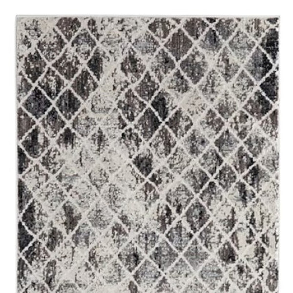 HomeRoots 4' Ivory Gray Taupe Abstract Area Rug - Stain Resistant, Modern Design for High-Traffic Spaces 8' Runner 512076