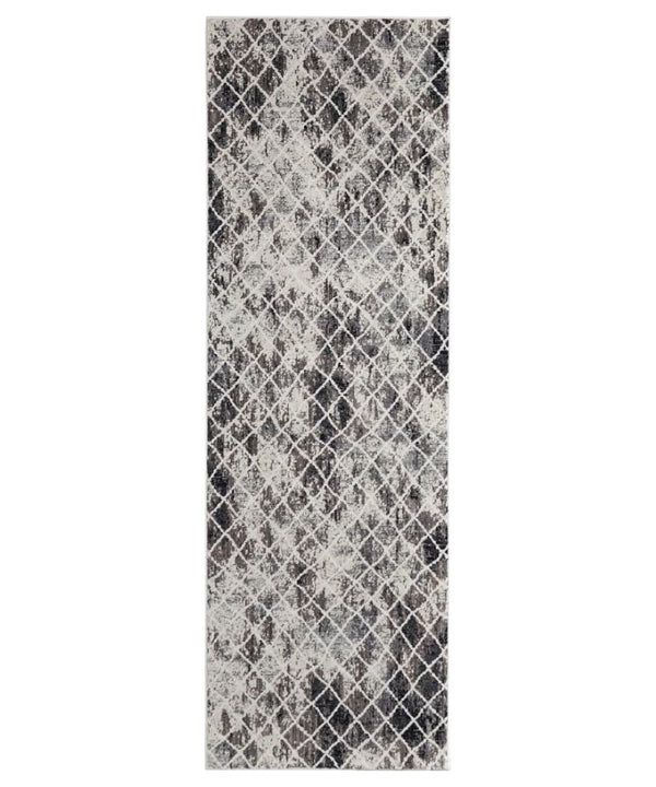 HomeRoots 4' Ivory Gray Taupe Abstract Area Rug - Stain Resistant, Modern Design for High-Traffic Spaces 8' Runner 512076