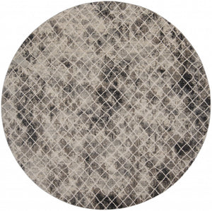 HomeRoots 4' Ivory Gray Taupe Abstract Area Rug - Stain Resistant, Modern Design for High-Traffic Spaces 9' Round 512077